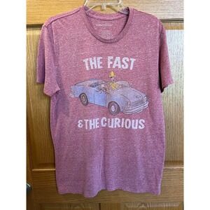 Curious George The Fast & the Curious T-Shirt Size L Weathered Burgundy